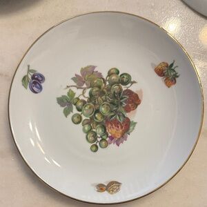 Vintage Kahla Fine Bohemian China with a central motif of green grapes. 7.5”